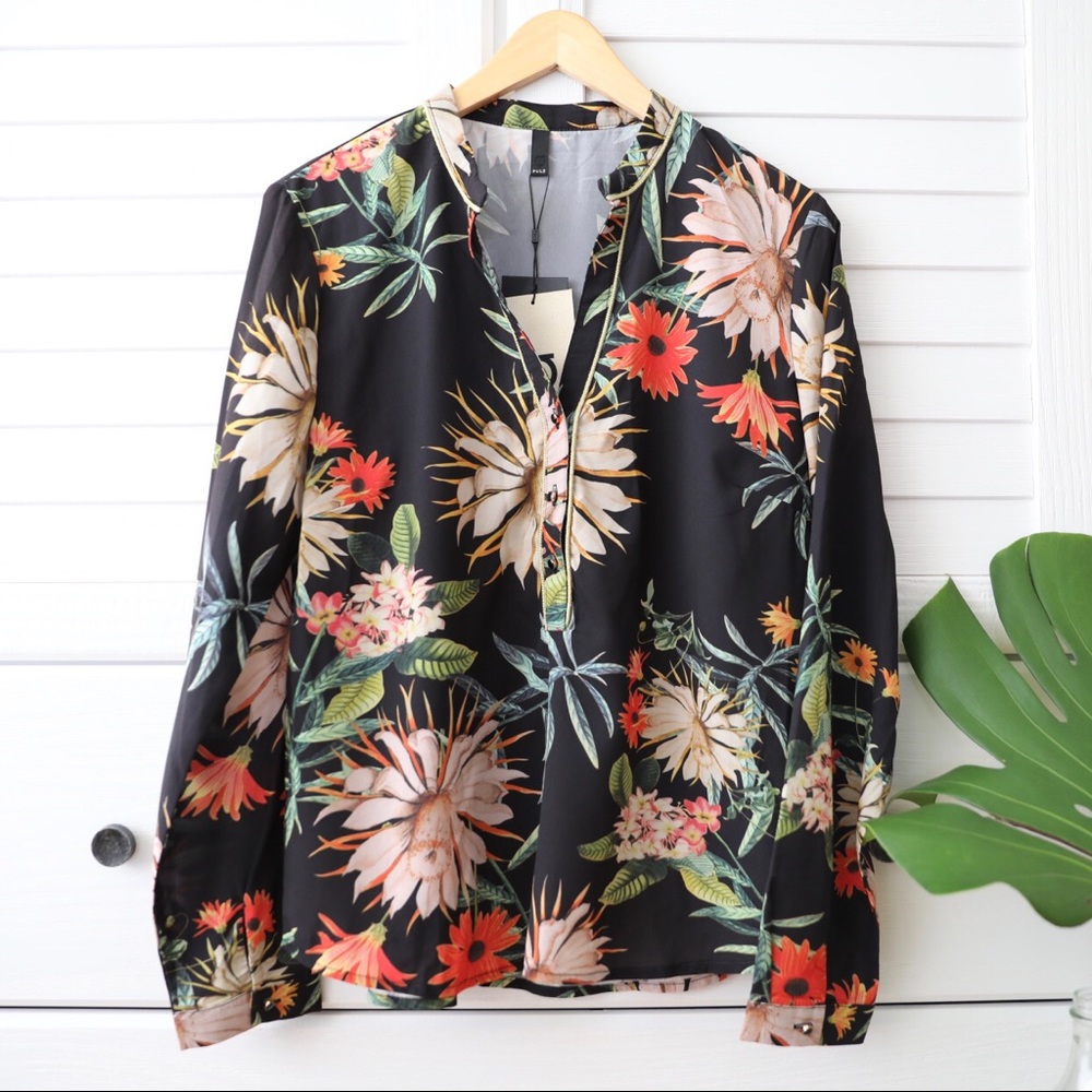 Pulz Tropical Print Fia Blouse